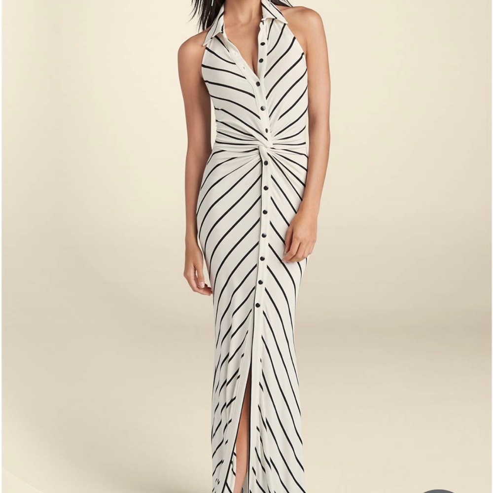 Venus - Halter stretch Striped Maxi dress  NWOT